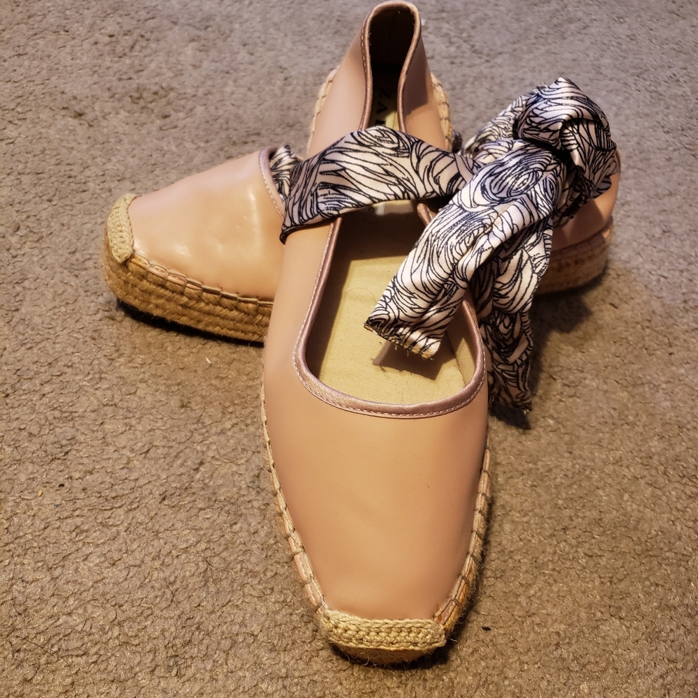 Zara pink tie up espadrilles size 40